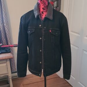 Levi's Black Jacket with Gray Sherpa Collar